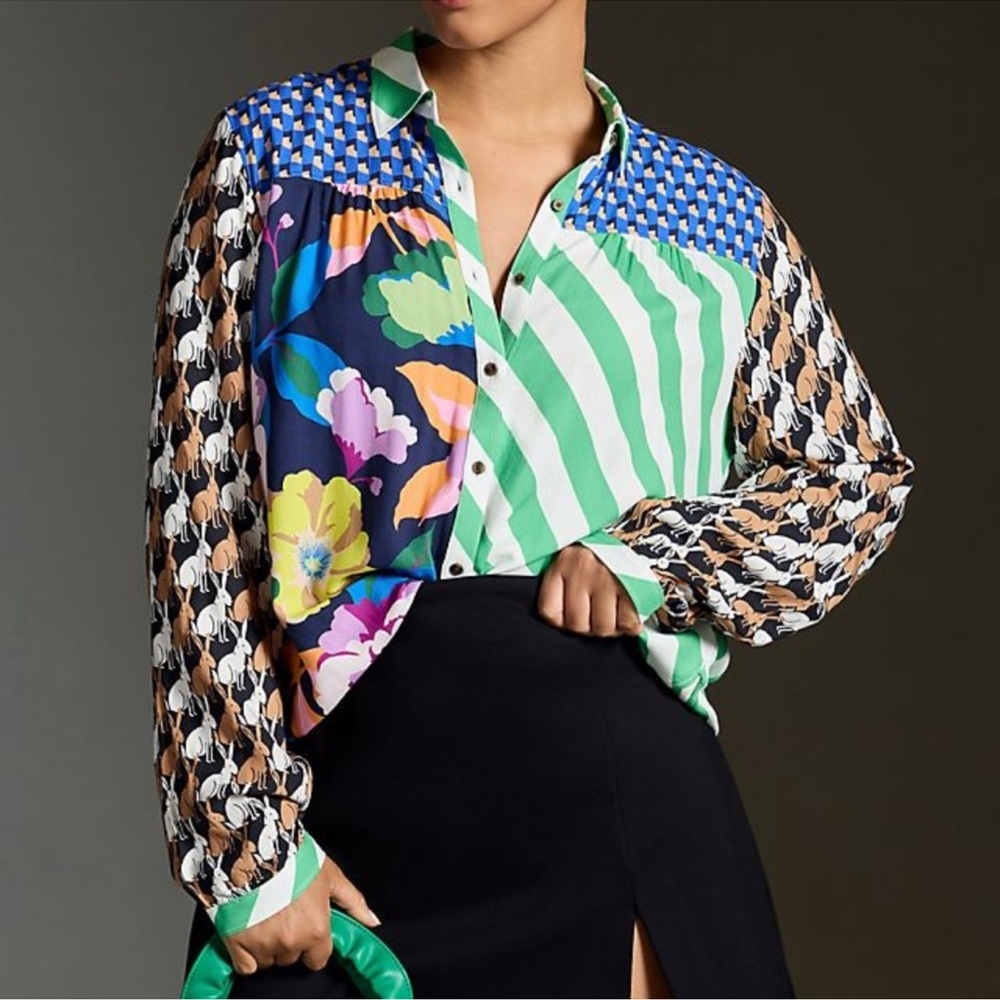 Anthropologie x Maeve The Paz Mixed Print Button down Shirt